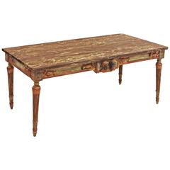 French Painted and Parcel Gilt Neoclassical Style Marble-Top Coffee Table 12
