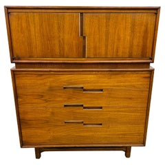 Vintage Mid-Century Modern Cavalier Furniture Walnut High Chest