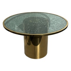 Crackled Glass and Brass Dining Occasional Table