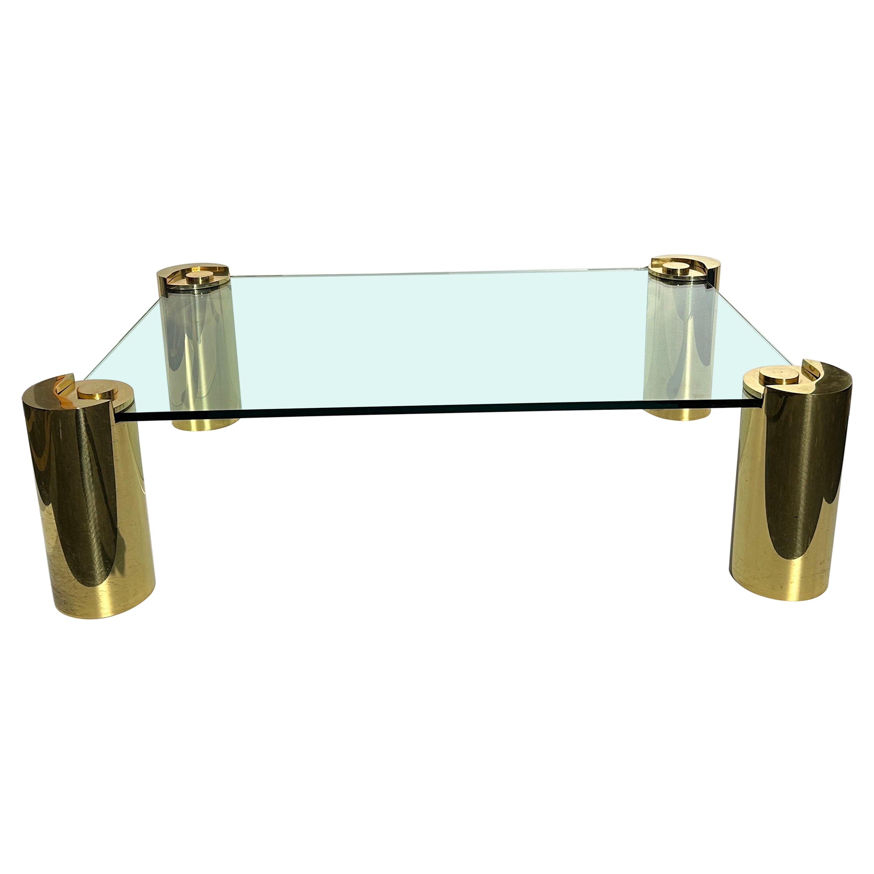 Signed Karl Springer Tubular Brass Coffee Table  For Sale