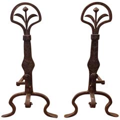 Pair of Wrought Iron Victorian Andirons