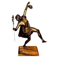 Period French Art Deco Bronze Sculpture on Marble Base by G. Obiols
