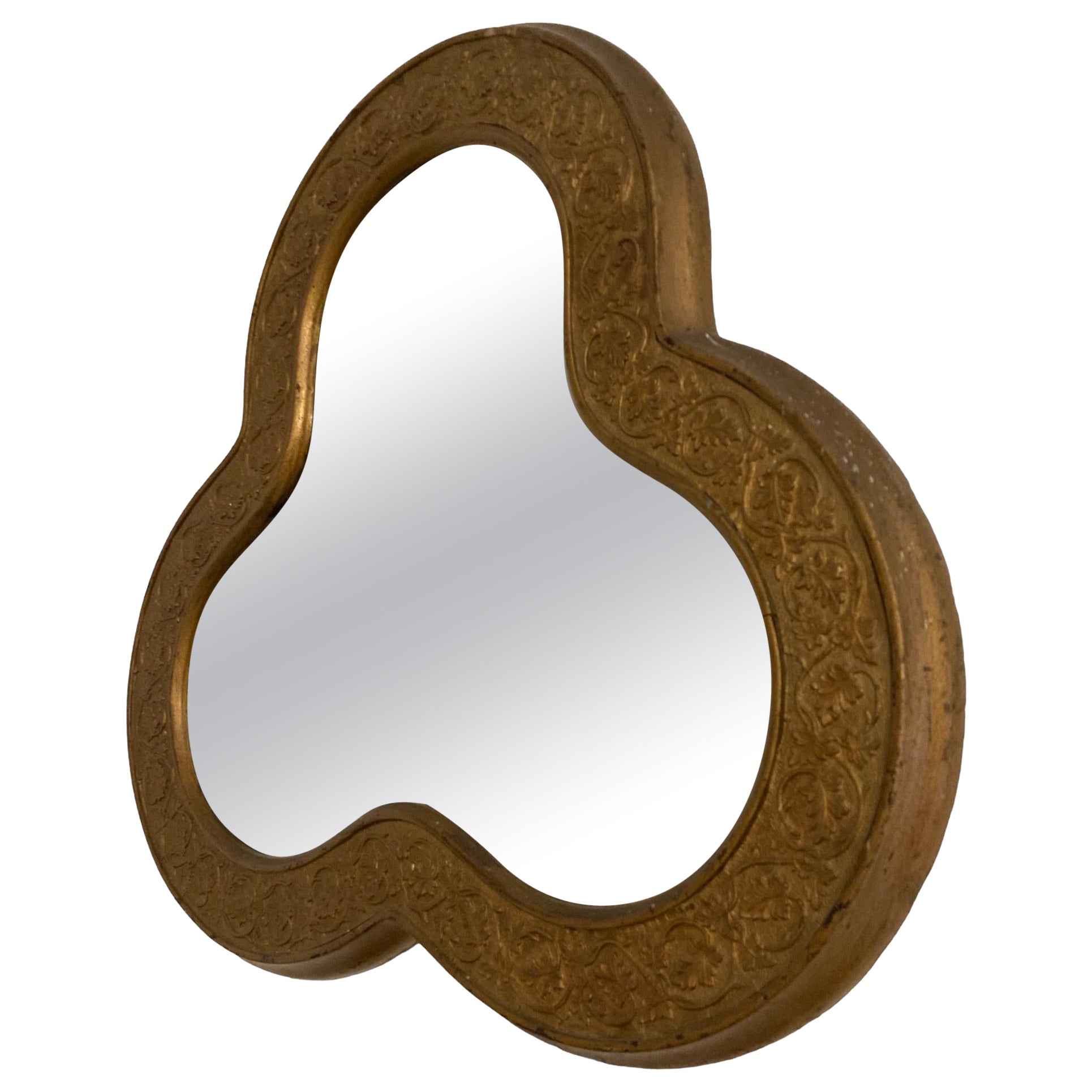 Antique 19th Century clover shaped mirror. For Sale