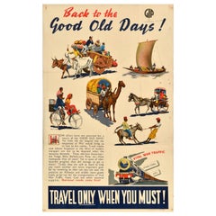 Original Vintage WWII Travel Poster Good Old Days Great Indian Peninsula Railway