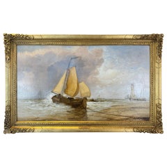 19th Century Oil On Canvas 'Off To The Fishing Grounds' By James Webb 