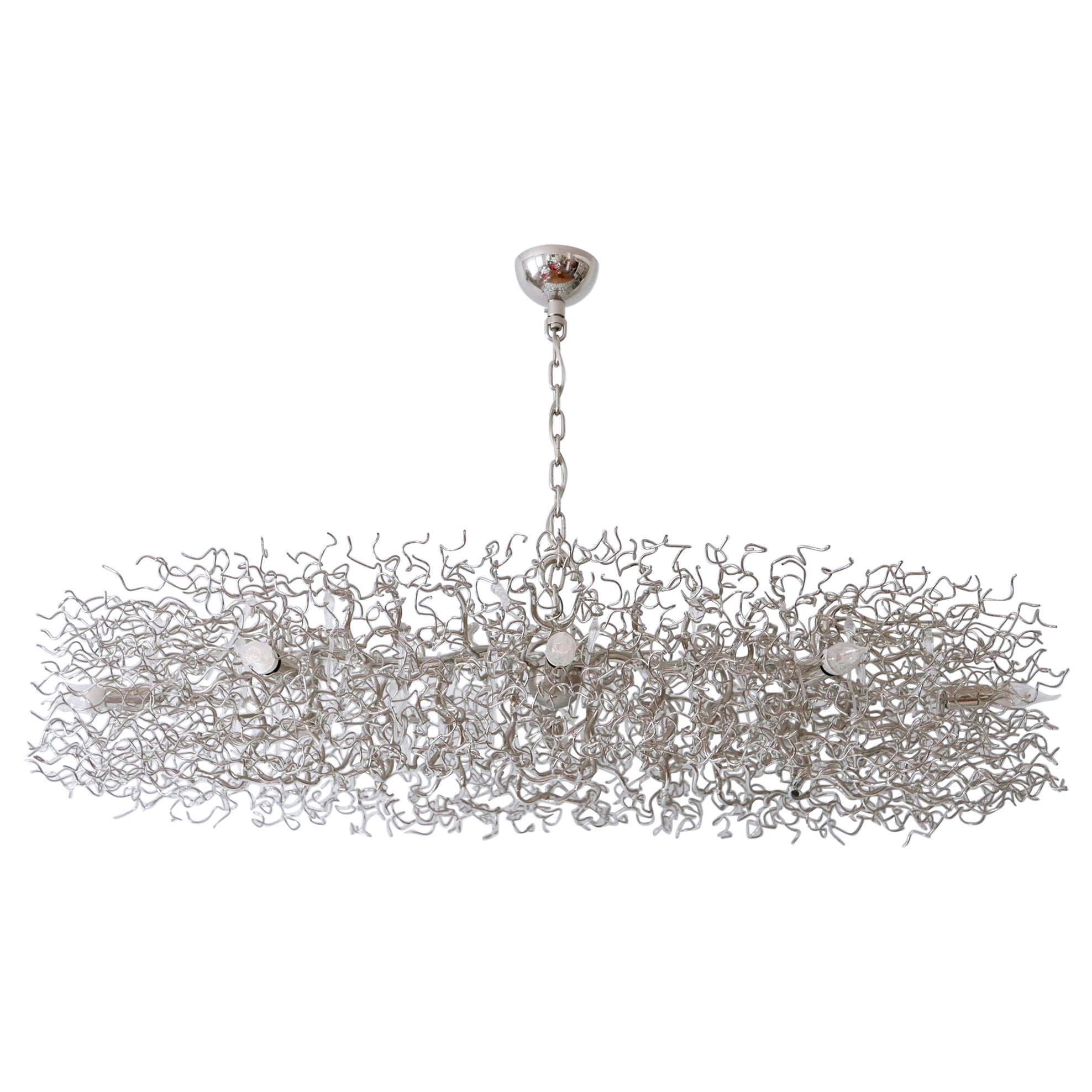 Magnifique lustre Hollywood XXL Brand van Egmond Oval 140 Nickel Pays-Bas en vente