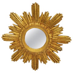 Retro French Mid-Century Sun Wall Mirror, 1950s