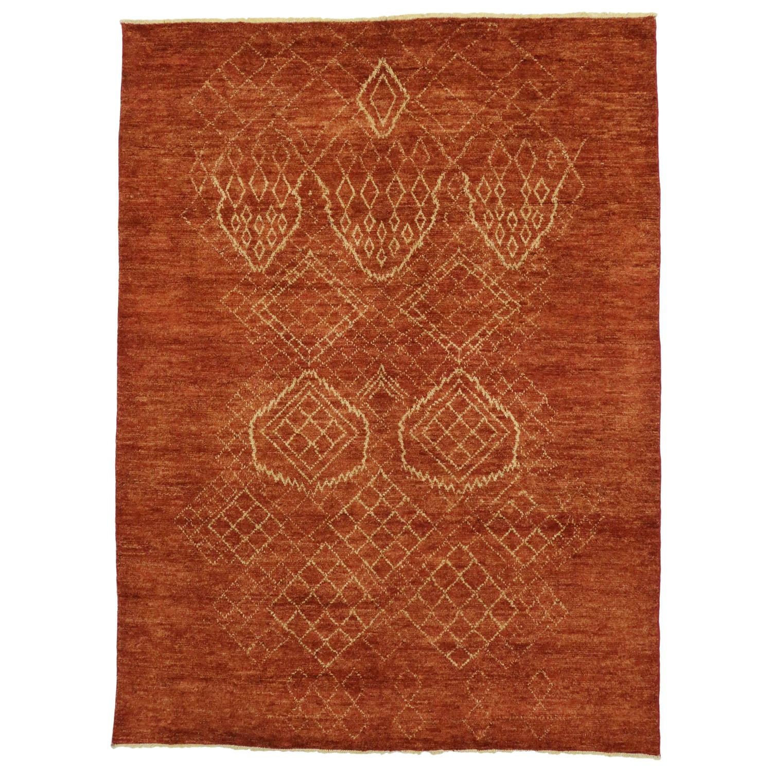 Contemporary Moroccan Style Area Rug with Tribal Design For Sale at 1stdibs