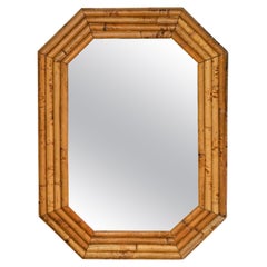 Octagonal mirror with rush frame, Italy 1980