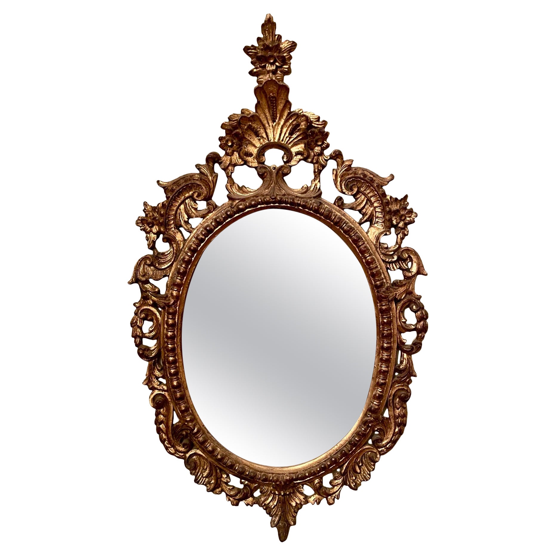 Antique Italian Rococo Style Giltwood Florentine Mirror For Sale