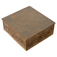 Tiffany Studios New York Zodiac Bronze Doré Cigar Box, Circa 1910