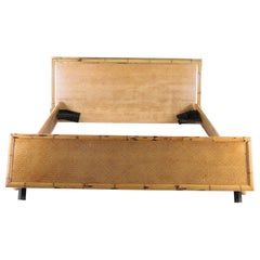 Großes Vintage-Bett aus Bambus und Messing