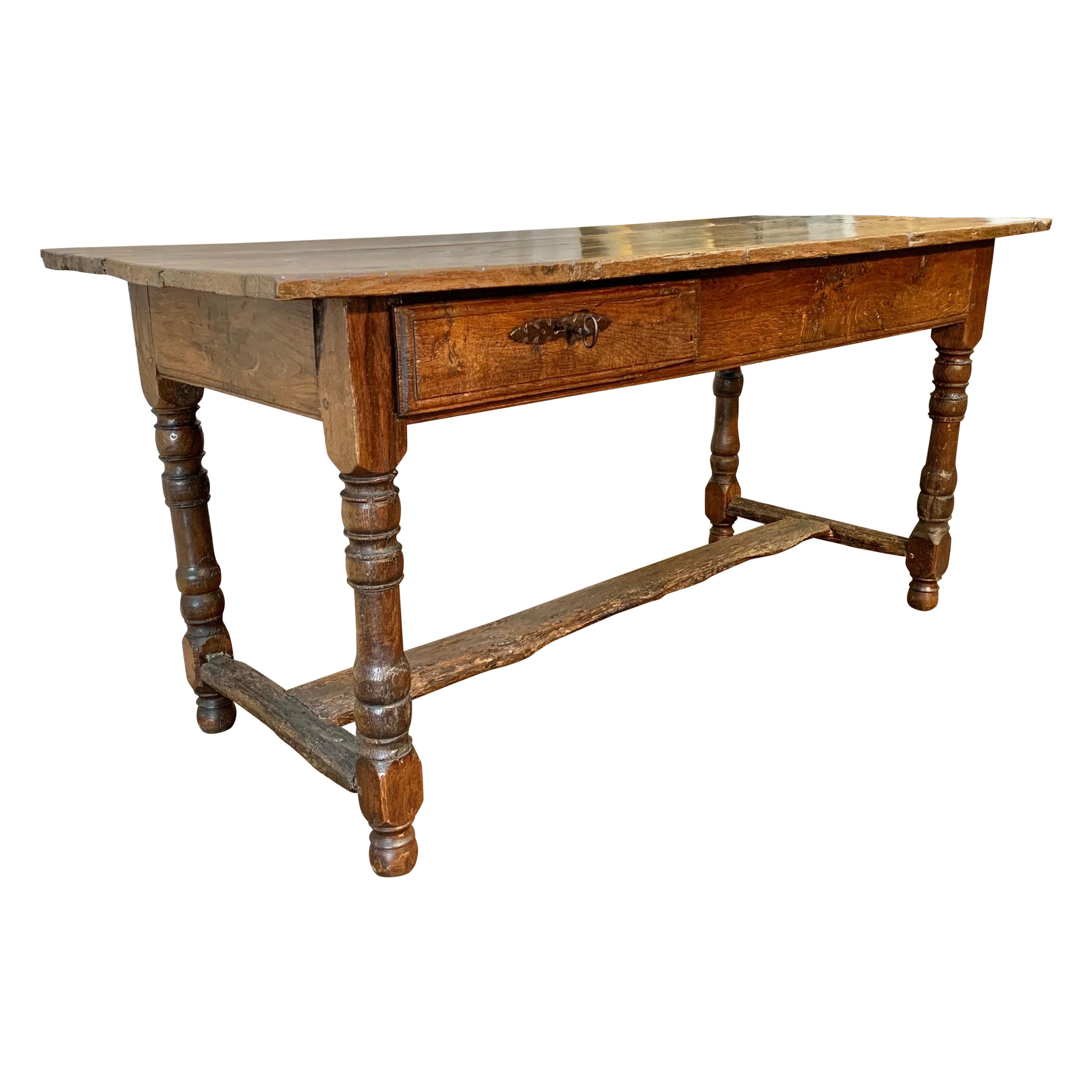 18th Century French Walnut Two Drawer Bakers Work Table