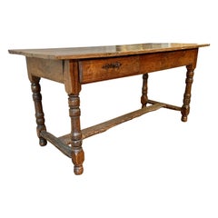 18th Century French Walnut Two Drawer Bakers Work Table