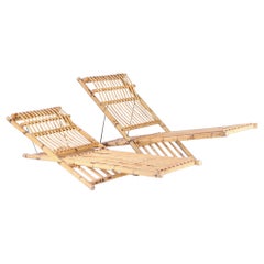 Pair of Retro bamboo loungers