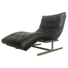Milo Baughman Style Wave Chaise Lounge