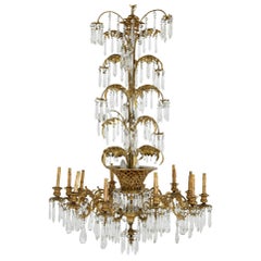 Antique French Clear Cut Glass and Ormolu Twelve-Light Chandelier