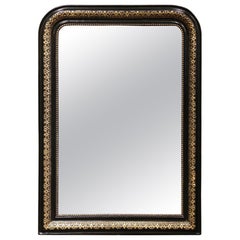 Vintage 19th Century French Louis Philippe Two-Tone Gilt and Blackened Wall Mirror 