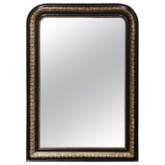 19th Century French Louis Philippe Two-Tone Gilt and Blackened Wall Mirror