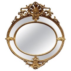 Französischer Louis XVI geschnitzter ovaler Spiegel