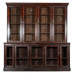 Antique Large 19thC English Glazed Mahogany Bookcase