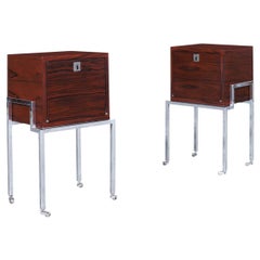 Colombian Rosewood and Chrome End Tables or Nightstands