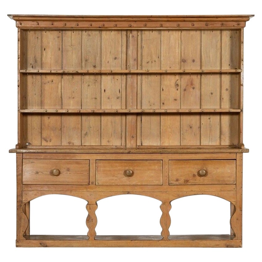 Large 19thC Irish Pine Potboard Dresser For Sale