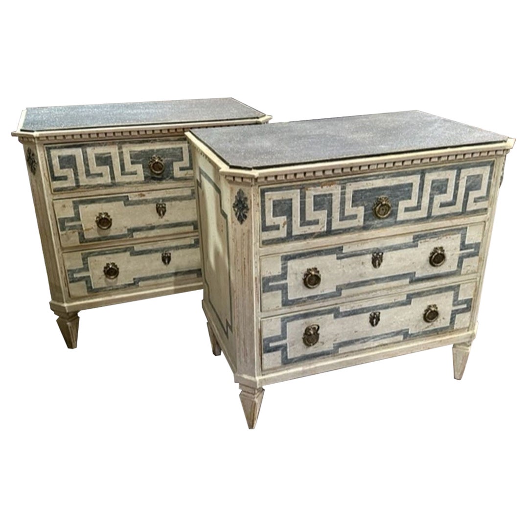 Pair of Vintage Swedish Neo-Classical Chests For Sale