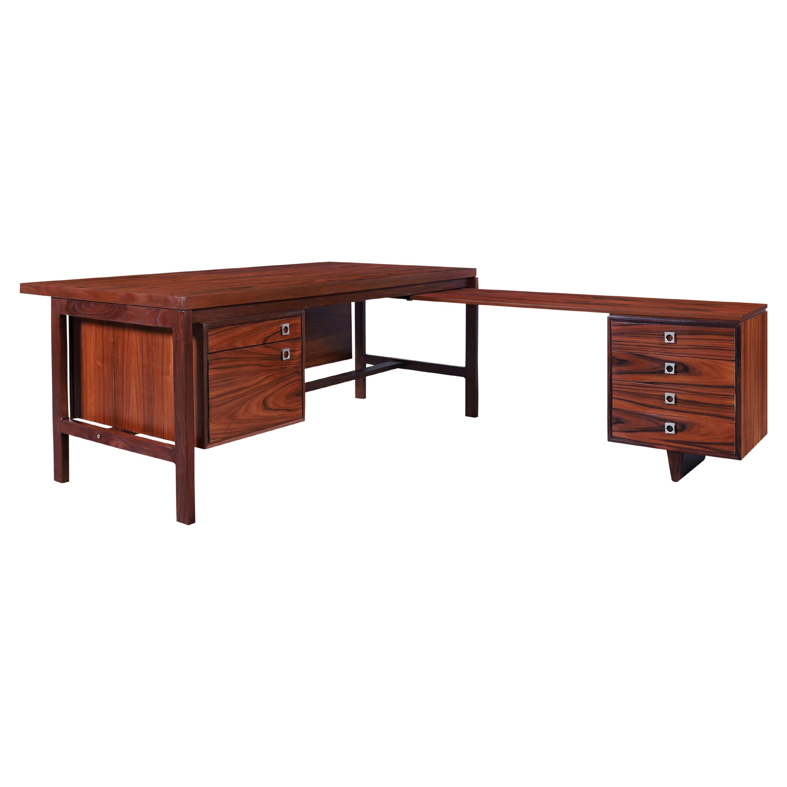 Bureau moderne danois en bois de rose en forme de L par Arne Vodder pour H.P. Hansen