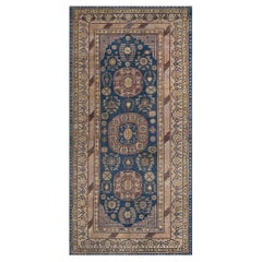 Antiker authentischer Khotan-Blauer Teppich aus Wolle, um 1880