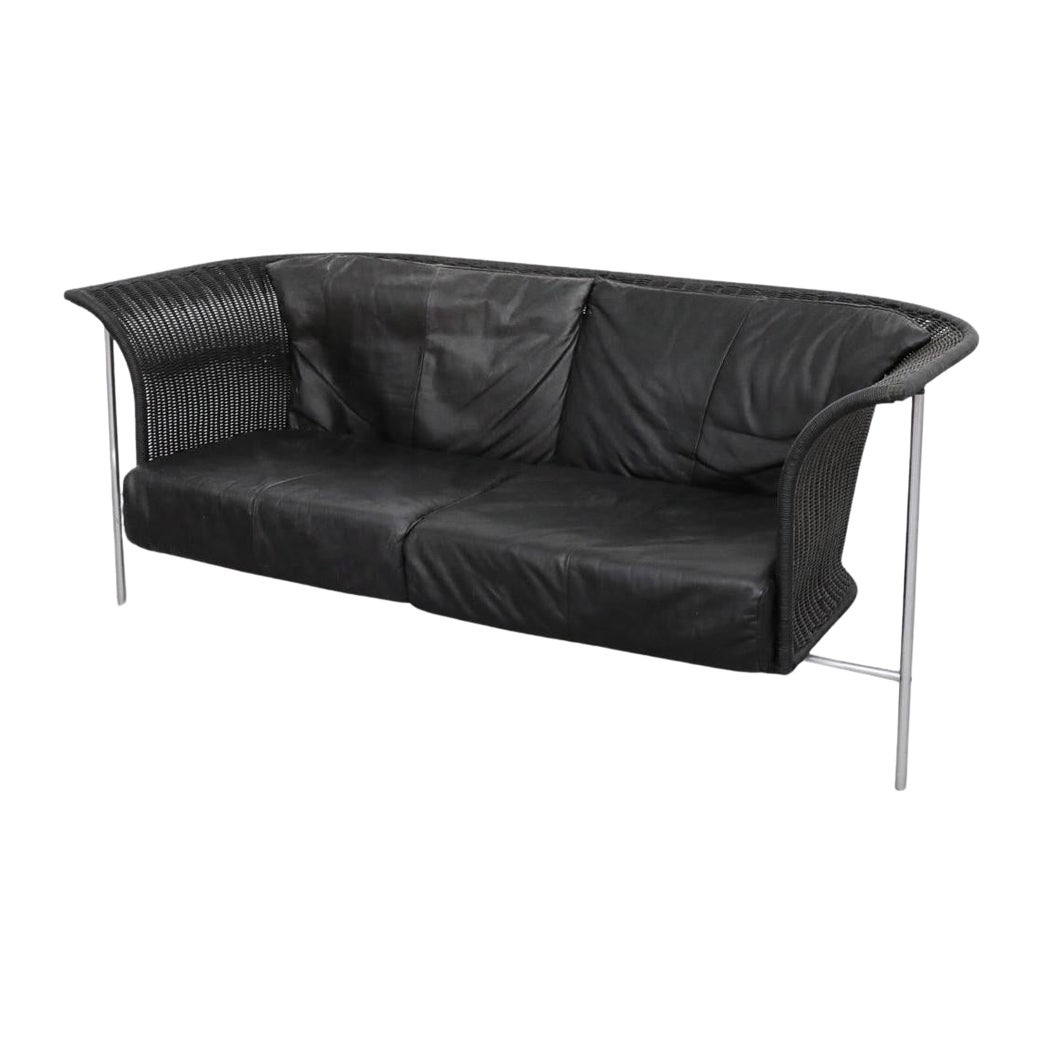 Gerard van den Berg For Rohe Noordwolde Wingback Black Rattan Loveseat
