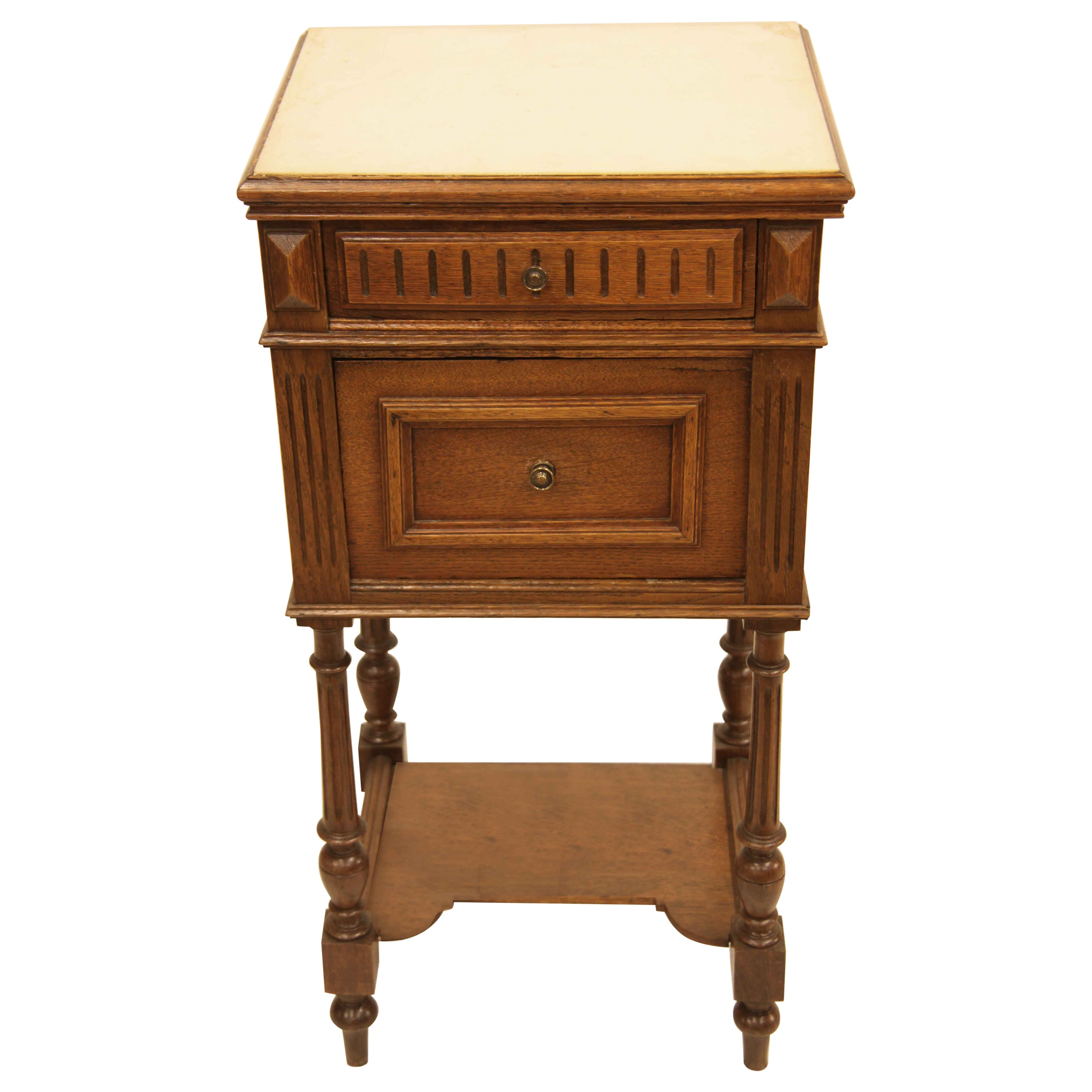 French Oak Marble Top Stand For Sale