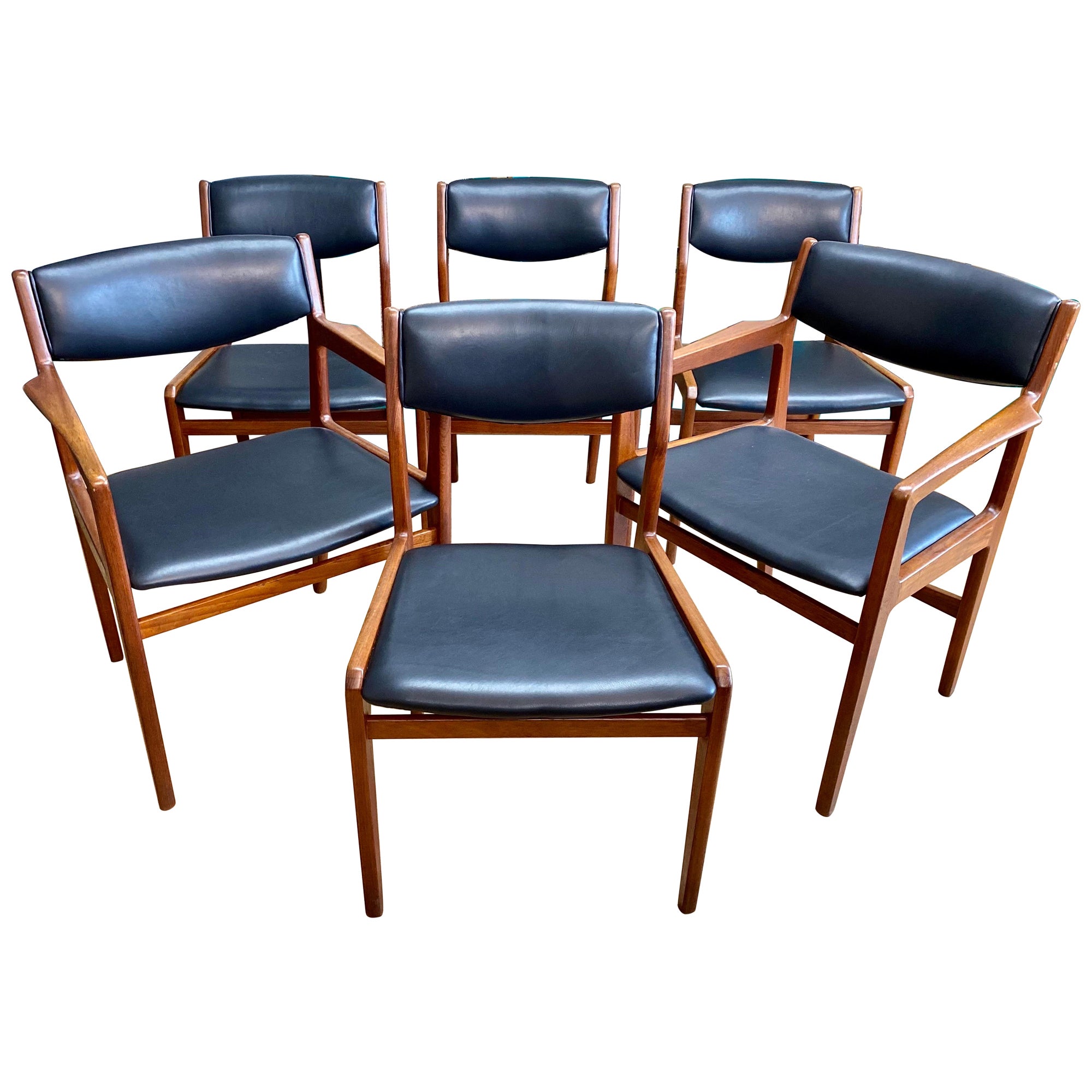 Set of 6 Knud Andersen Danish Modern Dining Chairs