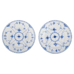 Royal Copenhagen, Blue Fluted Half Lace, two plates in porcelain