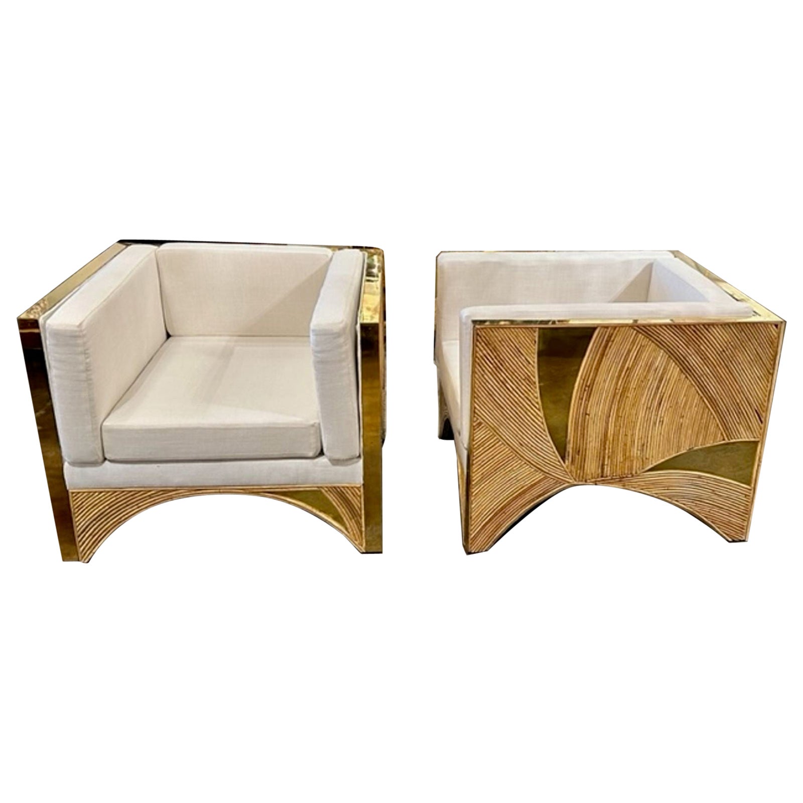 Pair of Bamboo and Brass Chairs