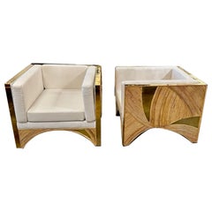 Paar Stühle aus Bambus und Messing