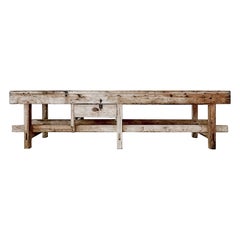 Vintage English Workbench with Bleached Finish