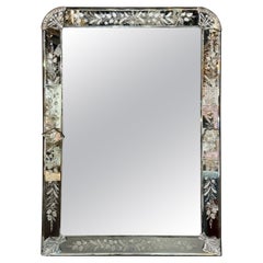 Venetian Etched Glass Louis Philippe Shape Mirror
