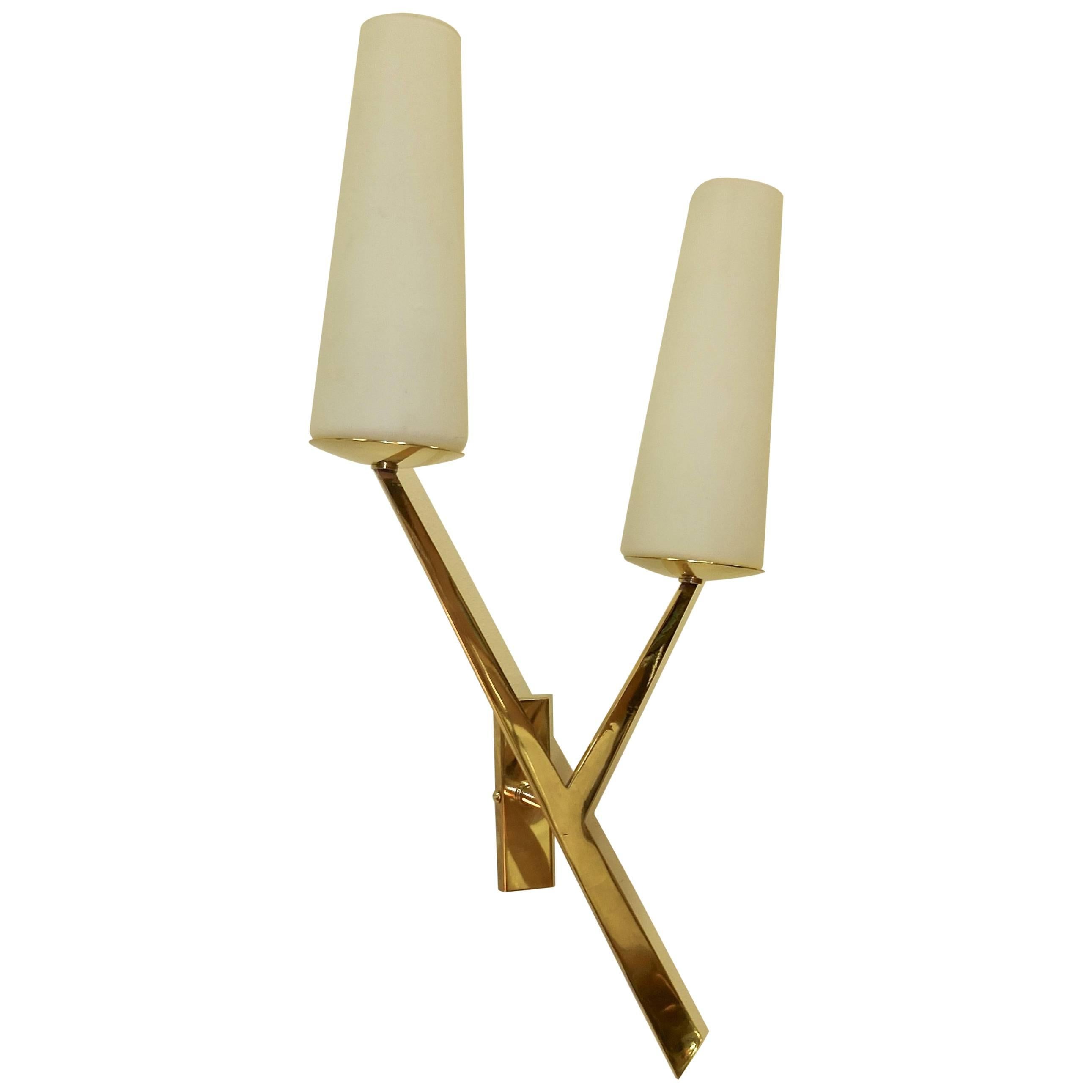 Royal Lumiere for Lunel Brass Y Form Wall Sconce For Sale