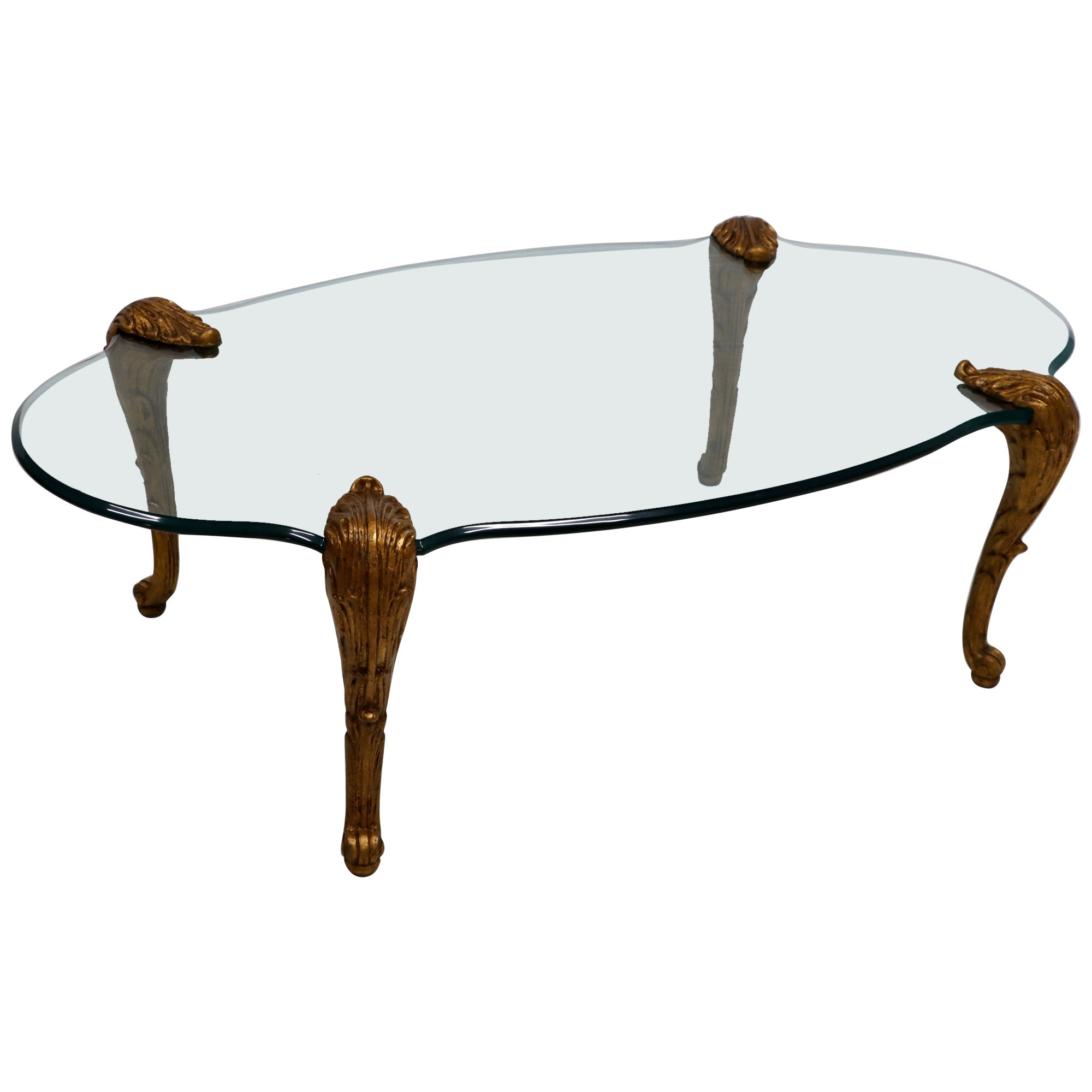 Table basse dorée de style P.E.Guerin des années 1960