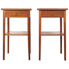 Danish Mid-Century Modern Mahogany Bedside Table Pair