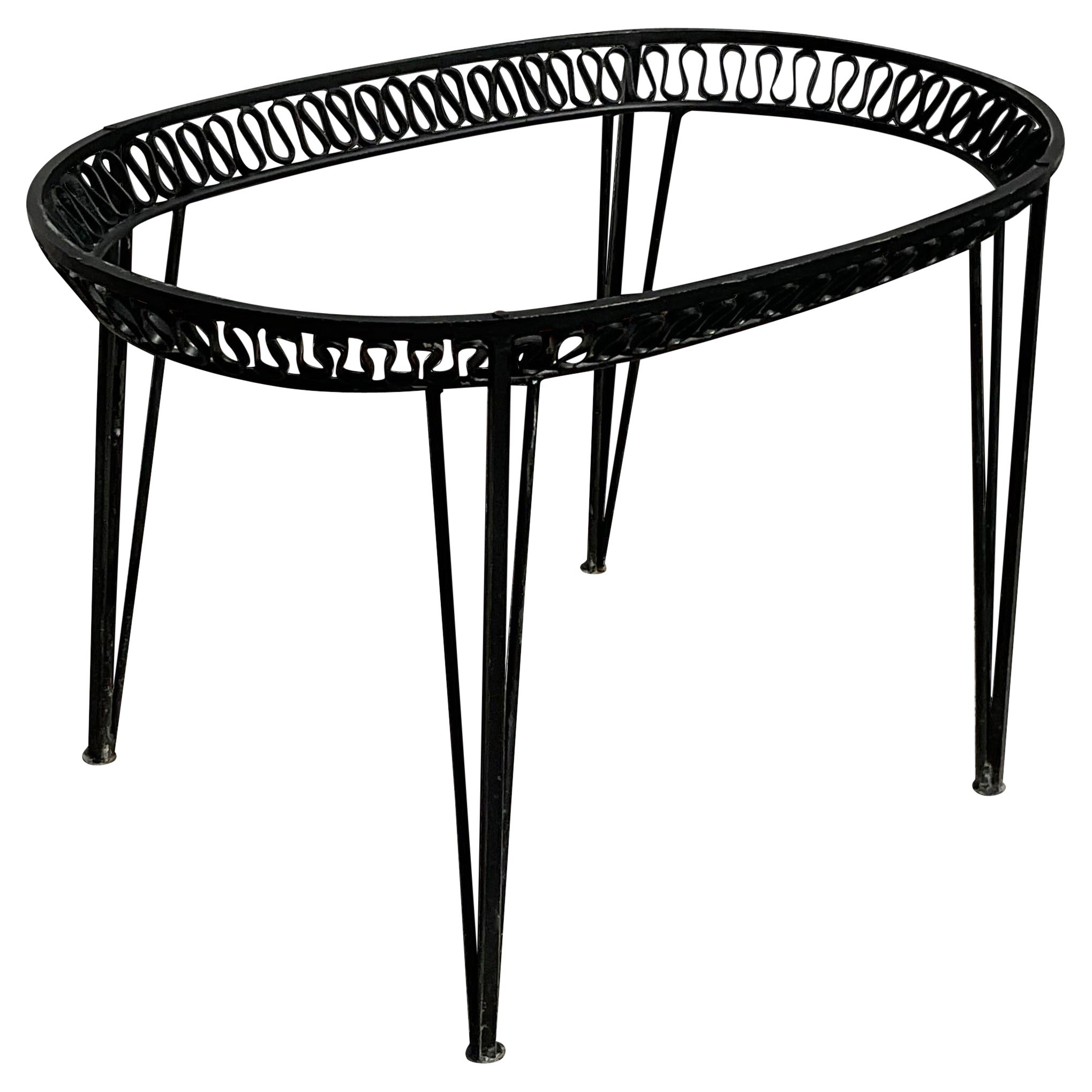Vintage Salterini Wrought Iron Ribbon Oval Dining Table Base For Sale