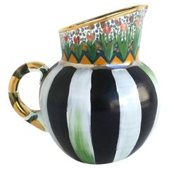 Mackenzie Childs Art Glass Pitcher oder Vase mit Garten-Design, um 1990er