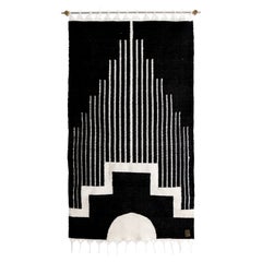 Antique CENTRO Sheep Wool Handwoven Tapestry, Bronze w Stainless Steel Wall Mount, Black
