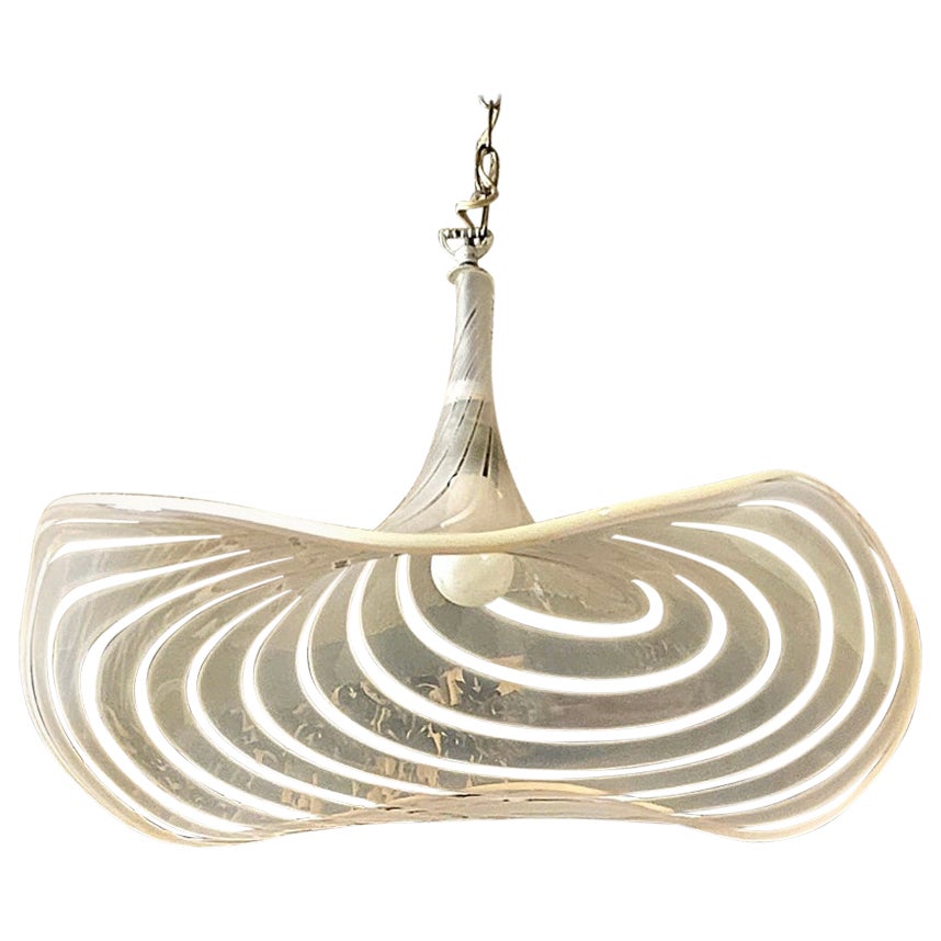 1960s Murano very light pink 26" swirled pendant 