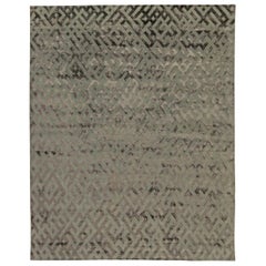 Alfombra moderna tibetana geométrica de seda gris hecha a mano por Doris Leslie Blau