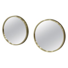 Pair of Brass Wall Mirrors by Nils Troed for Glasmäster Markaryd, Sweden, 1960s