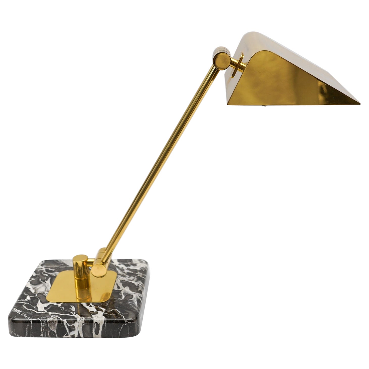 Golden Bankers Table Lamp on Marble Foot, 1960s For Sale