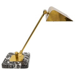 Goldene Bankers-Tischlampe auf Marmorfuß, 1960er Jahre