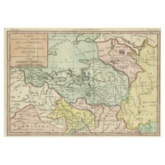 Carte ancienne colorée à la main de Tartary et de l'Inde du Nord